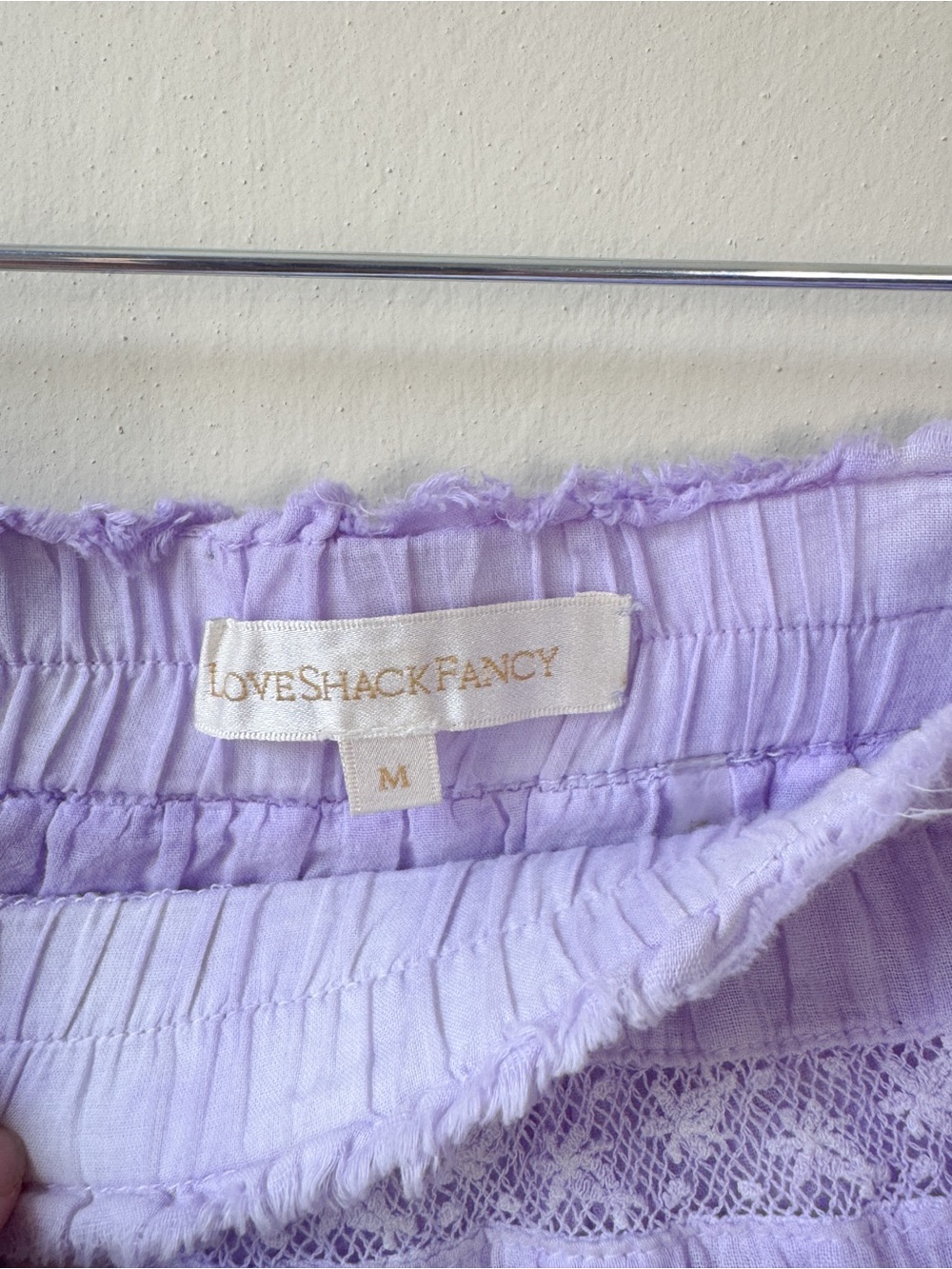 LoveShackFancy Lavender Tiered Eyelet Mini Skirt - Picture 3 of 6